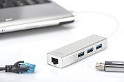 USB 3.0, 3-ports HUB & Gigabit LAN adapter 3xUSB A/F,1xUSB A/M,1xRJ45 LAN, Win/Mac OS