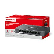 MERCUSYS Mercusys Desktop switch 8 porturi Gigabit, MS108GP, 7 porturi POE (1-7) , buget POE: 65 W, Standarde si protocoale: IEEE 802.3x Flow Control, Dimensiuni: 171*98*27 mm.