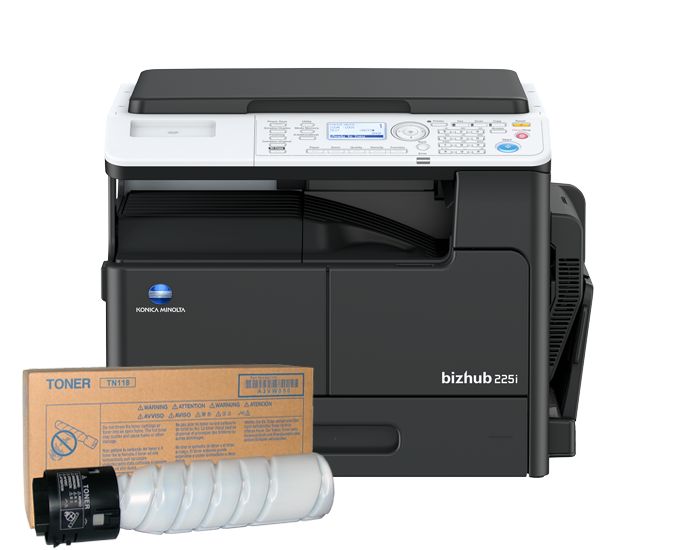 Imprimanta multifunctionala laser monocrom Konica Minolta bizhub 225i, A3, ADF, USB 2.0, Wi-Fi, 22 ppm