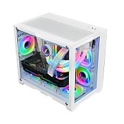 Carcasa 1STPLAYER MV6 Mid Tower ARGB ALB, Tempered Glass, Sloturi Expansiune 4, Drive Bays: 2x3.5 HDD 3x2.5 SSD, Ventilatoare Suportate: 9 (spate: 1x120mm, fata: 2x120mm, sus: 3x120mm, jos: 3x120mm), Format Placa De Baza Suportat: Micro-ATX, ITX, Lungime Maxima Placa Video: 400mm, Inaltime Maxima