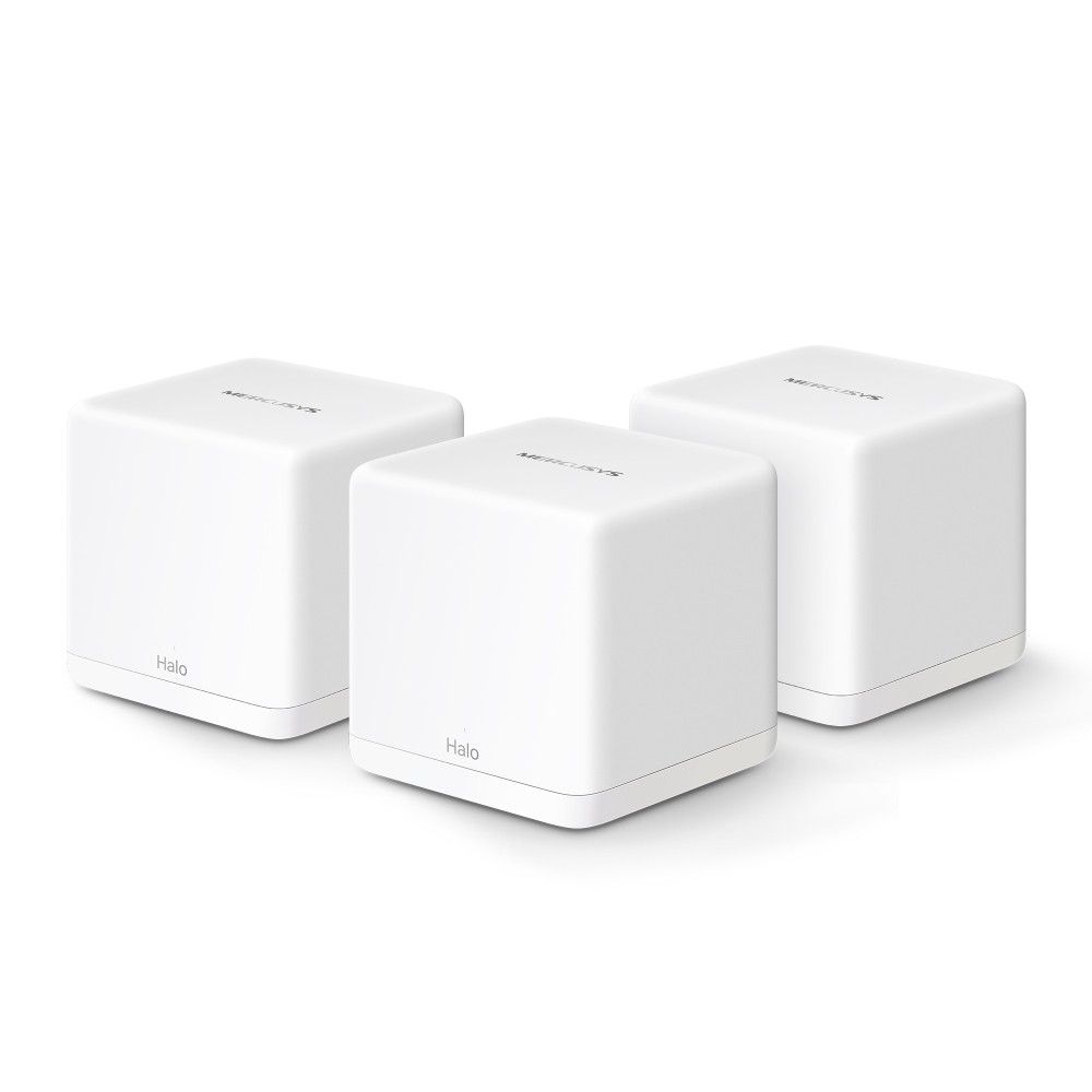 MERCUSYS Mercusys Halo H60X(3-pack) Whole mesh Wi-Fi6 system, AX1500, Dual-band, Standarde wireless: IEEE 802.11ax/ac/n/a 5 GHz, IEEE 802.11n/b/g 2.4 GHz, Viteza wireless: 1201 Mbps on 5 GHz, 300 Mbps on 2.4 GHz, Dimensiuni:88 × 88 × 88 mm, Interfata: 3 x 10/100/1000LAN/WAN, Pachetul contine 1 x Halo H60XR