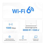 MERCUSYS Mercusys Halo H60X(3-pack) Whole mesh Wi-Fi6 system, AX1500, Dual-band, Standarde wireless: IEEE 802.11ax/ac/n/a 5 GHz, IEEE 802.11n/b/g 2.4 GHz, Viteza wireless: 1201 Mbps on 5 GHz, 300 Mbps on 2.4 GHz, Dimensiuni:88 × 88 × 88 mm, Interfata: 3 x 10/100/1000LAN/WAN, Pachetul contine 1 x Halo H60XR
