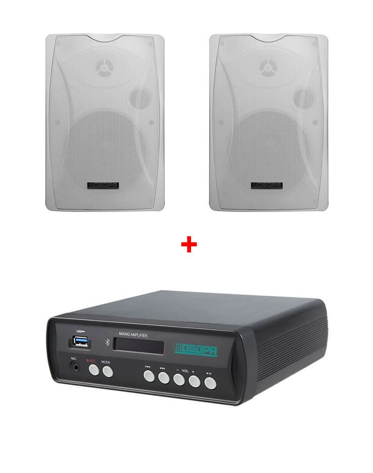 Sistem de sonorizare 2x30W cu amplificator DSPPA Mini60 si boxe de perete DSPPA DSP8063