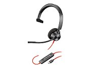 Poly Blackwire 3310 Monaural USB-C Headset +USB-C/A Adapter
