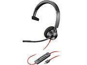 Poly Blackwire 3310 Monaural Microsoft Teams Certified USB-C Headset +USB-C/A Adapter