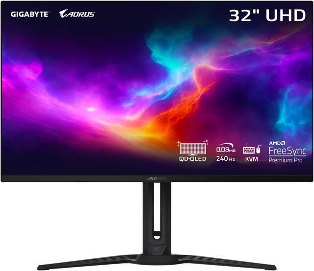 Gigabyte Gigabyte AORUS FO32U2 gaming monitor diagonala 31.5 , 699.48 x 394.73 mm, OLED, Anti-Reflection, Rezolutie: 3840 x 2160 (UHD), Luminozitate: 250 cd/m2, Contrast: 1.5M:1, Unghi vizualizare: 178°(H)/178°(V), Timp raspuns: 0.03ms GTG, Refresh rate:  240Hz, Flicker-free, Interfata: 2 x HDMI, 1 x