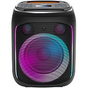 CANYON OnFun 5, Partybox speaker,Spec: speaker drivers: 6.5''+1.5'tweeter Power Output : 40W Lithium Battery : 7.4v 3600mAh Function : AUX+TF+MIC+BT+USB+DSP+EQ+ehco+. Color: Black body,orange handle.