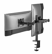 Suport 2 monitoare SeriouxMM66-C024, compatibilitate  dimensiune ecran 17 -32 ,  greutate maximă suportata: (per ecran): 9kg, VESA: 75x75, 100x100, inclinare: +45°~-45°, pivotare: +90°~-90°, rotația ecranului: + 180°~-180°, instalare: clemă, grommet, grosime recomandată pentru birou: clemă: 10~85mm