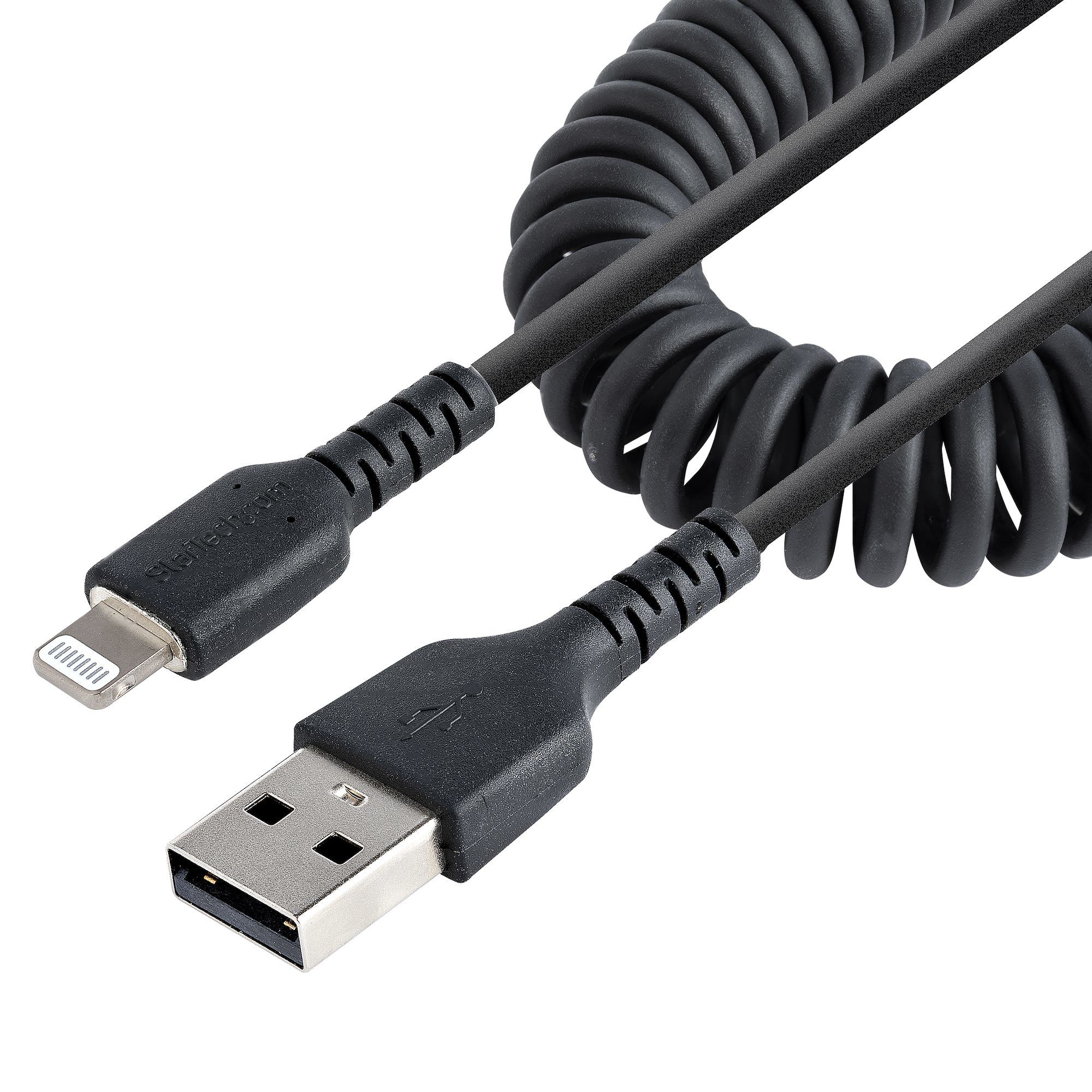 USB TO LIGHTNING CABLE - 50CM/(20IN) COILED CABLE BLACK
