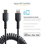 USB C TO LIGHTNING CABLE - 1M/(3.3FT) COILED CABLE BLACK