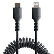 USB C TO LIGHTNING CABLE - 1M/(3.3FT) COILED CABLE BLACK