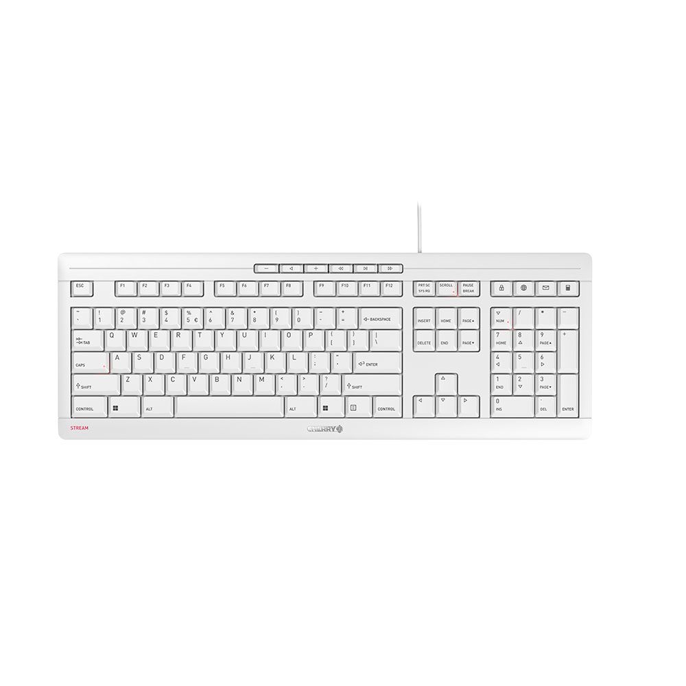 CHERRY STREAM KEYBOARD US/ENGLISH W/EURO SYM WHITE-GRAY