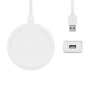 10W WIRELESS CHARGING PAD/MICROUSBCABLE W/POWER SUPP WHITE