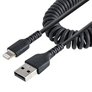 USB TO LIGHTNING CABLE - 1M/(3.3FT) COILED CABLE BLACK