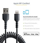 USB TO LIGHTNING CABLE - 1M/(3.3FT) COILED CABLE BLACK