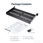 SERVER RACK SHELF VENTED 1U STE/482.6X44.5X254MM
