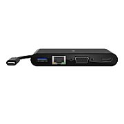 USB-C TO GIGABIT-ETHERNET/HDMI/VGA/USB-A ADAPTER 100W PD BLACK