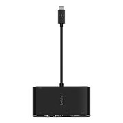 USB-C TO GIGABIT-ETHERNET/HDMI/VGA/USB-A ADAPTER 100W PD BLACK