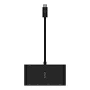 USB-C TO GIGABIT-ETHERNET/HDMI/VGA/USB-A ADAPTER 100W PD BLACK
