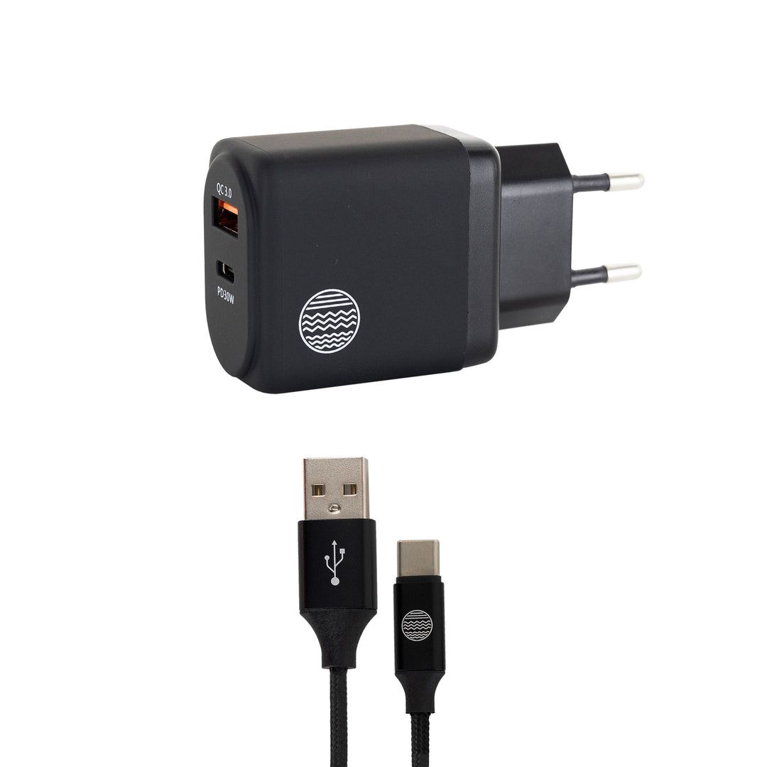 WALL CHARGER 1 USB + 1 USBC EU/PORT 30W
