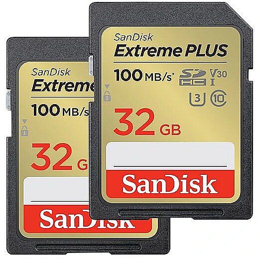EXTREME PLUS 32GB SDHC MEMORY/CARD 2-PACK 100MB/S 60MB/S UHS-I