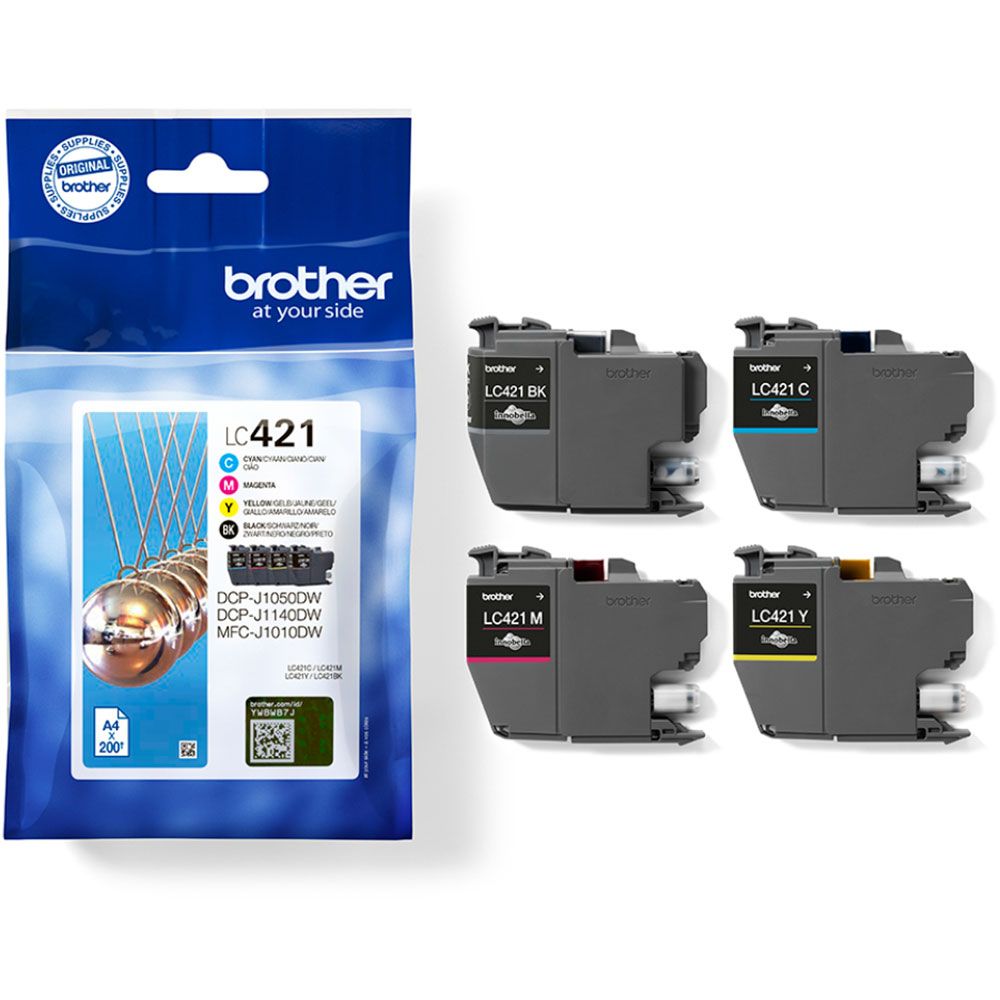 Cartus cerneala Brother LC421VAL ,Black/tri-color ,4 x 200 pagini ,Original (LC421VAL) 