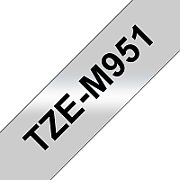 TZE-M951 LAMINATED TAPE 24MM/8M BLACK ON SILVER/METALLIC MATT