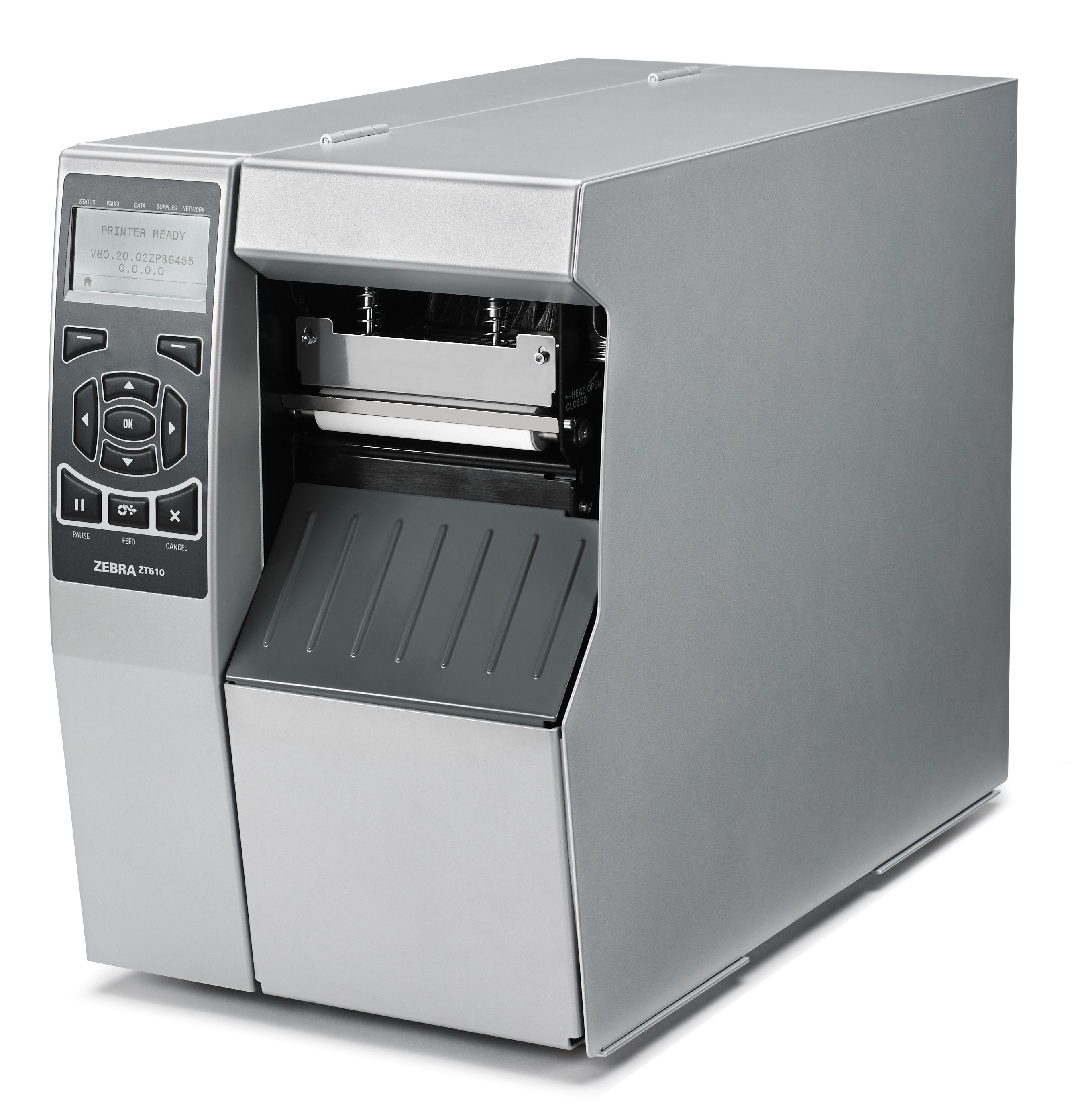 TT Printer ZT510 4 , 300 dpi, Euro and UK cord, Serial, USB, Gigabit Ethernet, Bluetooth LE, Rewind, Mono, ZPL