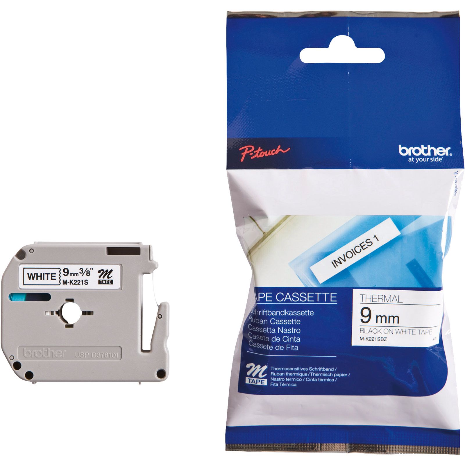 MK-221SBZ PLASTIC LABELLINGTAPE/9MM 4M BLACK ON WHITE NON-LAMIN