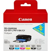 Cartus cerneala Canon 6496B005 ,Black/tri-color ,BK - 15 ml BK/C/Y/M - 7 ml ,Original (PGI-550/CLI-551PGBK/C/M/Y/BK/GY) 