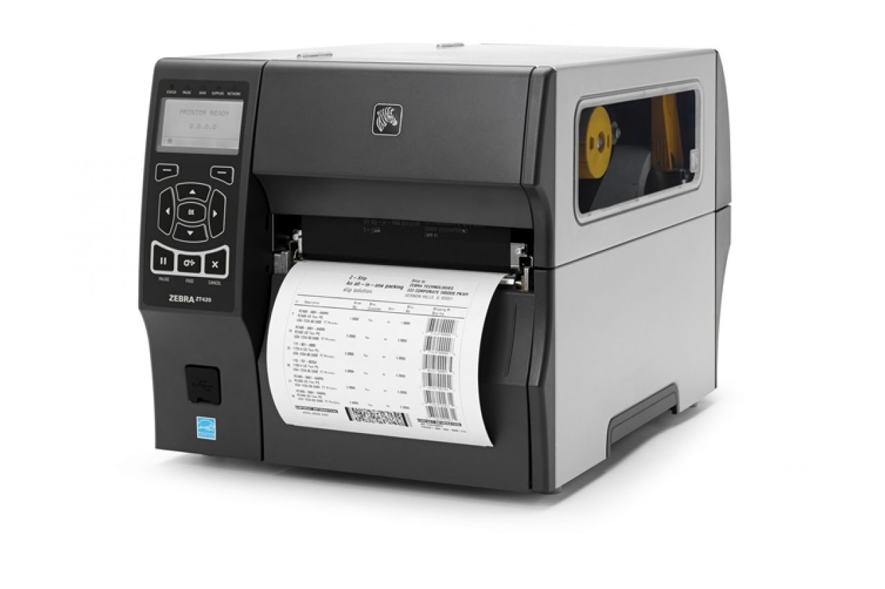 TT Printer ZT421 6 , 300 dpi, Euro and UK Cord, Serial, USB, 10/100 Ethernet, Bluetooth 4.1/MFi, USB Host, Peel w/ Full Rewind, EZPL