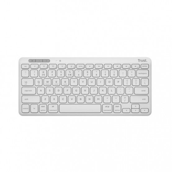 Tastatura Trust Lyra Wireless, conexiune USB-A, USB-C 1.1, distanta acoperire wireless 10m, 1x AAA baterie, compatibila cu laptop, pc, Bluetooth devices, tableta, alba