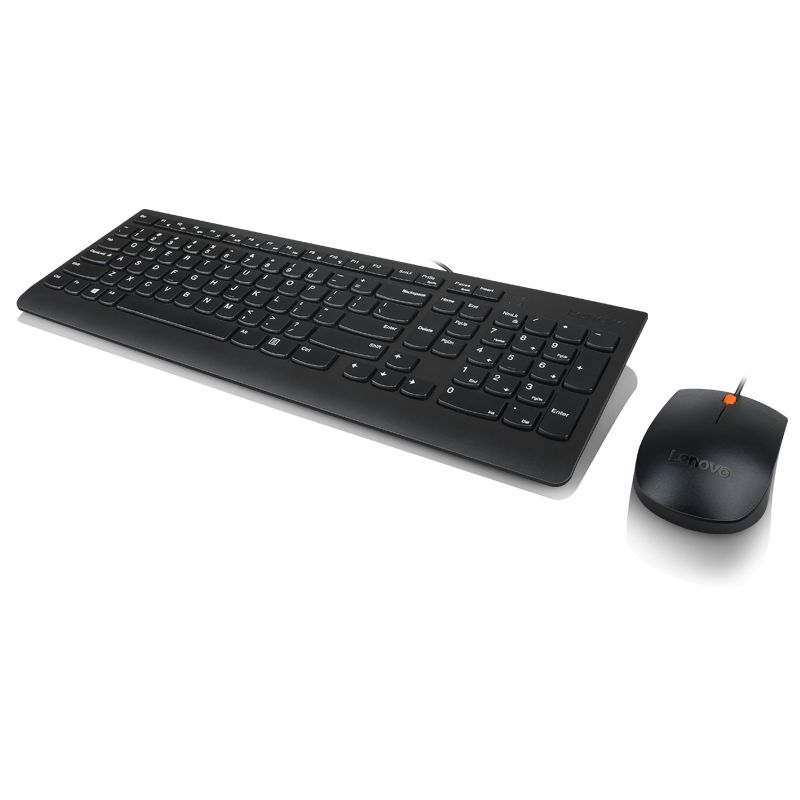 Lenovo 300 USB Combo Keyboard & Mouse, Senzor mouse: Optic, Rezolutie (dpi): 1600 dpi, Tipul conexiunii: USB, Lungime/Tip cablu: 1.80m, Culoare: Negru, Dimensiune: Mouse - 34 mm (1,33 inchi), tastatură - 20 mm x Mouse - 63 mm (2,44 inchi), tastatură - 424 mm x Mouse - 111 mm (4,37 inchi), tastatură