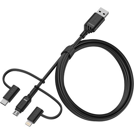 OTTERBOX 3IN1 USB A MICRO/LIGHTNING/USB C CABLE BLACK
