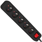 LANBERG PS1-05E-0300-BK Lanberg 3M Black LANTERGE CURVE 5X 230V PL WITH CIRCUIT BREAKER, FULL COPPER