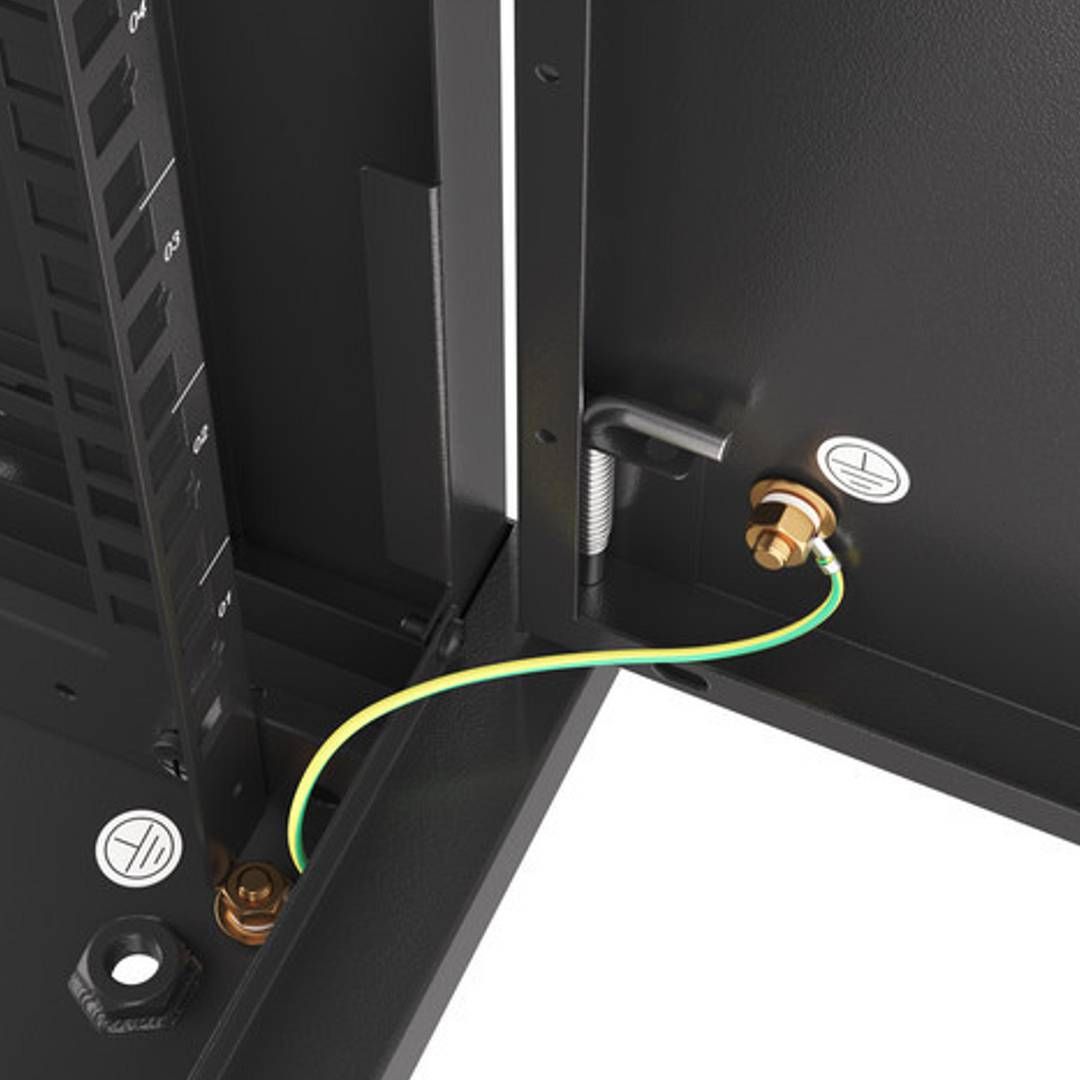 LANBERG Wall mount cabinet 19inch 6U 600x600 steel doors black flat pack