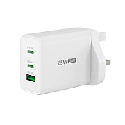 65W GAN USB-C 3-PORT CHARGER/UK WHITE