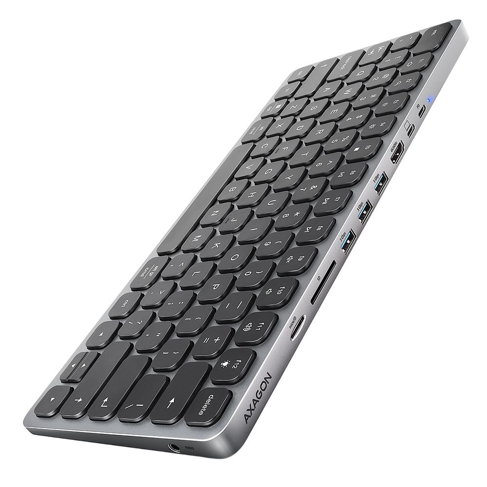 HMC-KB-US, HUB USB, SD/ microSD, HDMI, PD, layout US, Negru