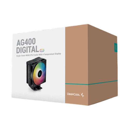 COOLER DeepCool  AG400 DIGITAL ARGB ,racire aer, 6 mm4 pcs heatpipe, skt. Intel LGA 1700/1200/115x AMD AM5/AM4, fan 120mm, 500-2100 rpm, conectare 4-pin PWM, LED RGB adresabil,  R-AG400-BKADMN-G-1  (timbru verde 0.8 lei)