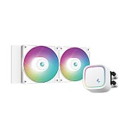 COOLER DeepCool  LE520 WH , racire lichid, skt. Intel LGA 1700/1200/115x, AMD AM5/AM4, radiator aluminiu, pompa 2400 RPM, fan 2x120mm, 500 - 2500 rpm, conector 3-pin, RGB adresabil, alb,  R-LE520-WHAMMN-G-1  (timbru verde 2 lei)