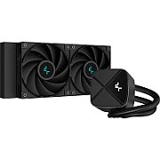 COOLER DeepCool  LS520S Zero Dark , racire lichid, skt. Intel LGA 1700/1200/115x, AMD AM5/AM4, radiator aluminiu, pompa 3100 RPM, fan 2x120mm, 500 - 2500 rpm, conector 4-pin, White LED, negru,  R-LS520-BKNNMM-G-1  (timbru verde 2 lei)