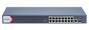 Switch 16 porturi POE Gigabit, Hikvision DS-3E1518P-EI(V2), Web management, 16 × gigabit PoE ports( PoE output power management), and 2 × gigabit fiber optical ports, IEEE 802.3at/af standard for PoE ports, AF/AT camera can reach up to 300 m in extend mode, PoE watchdog, RJ45 port, full duplex