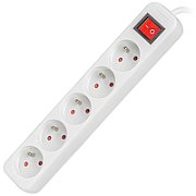 LANBERG PS1-05E-0300-W Lanberg 3M White LANTERGE CURVE 5X 230V PL WITH CIRCUIT BREAKER, FULL COPPER