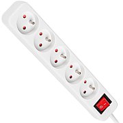 LANBERG PS1-05E-0300-W Lanberg 3M White LANTERGE CURVE 5X 230V PL WITH CIRCUIT BREAKER, FULL COPPER
