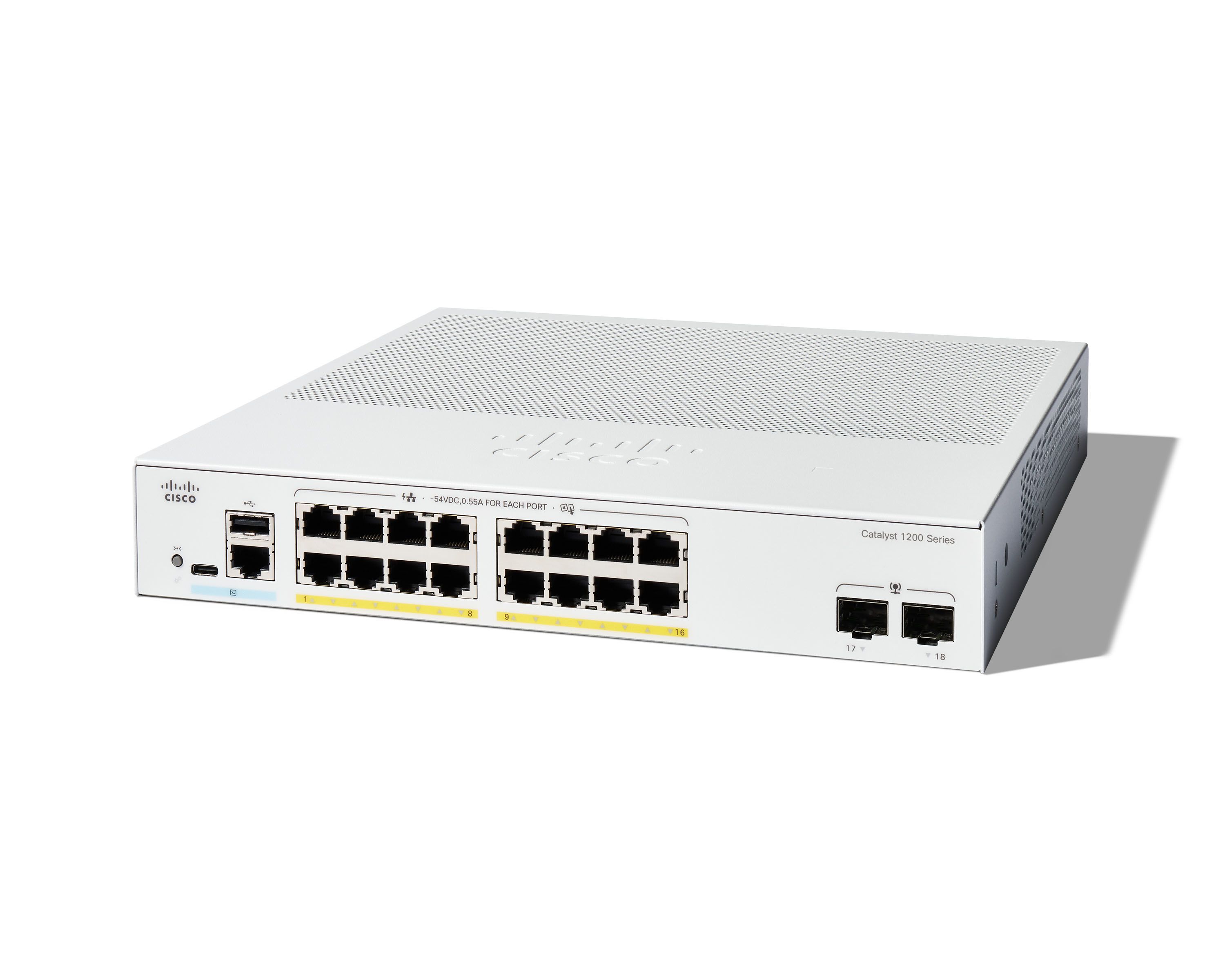 Switch Cisco C1200-16P-2G, 16 porturi 10 / 100 / 1000 MBs