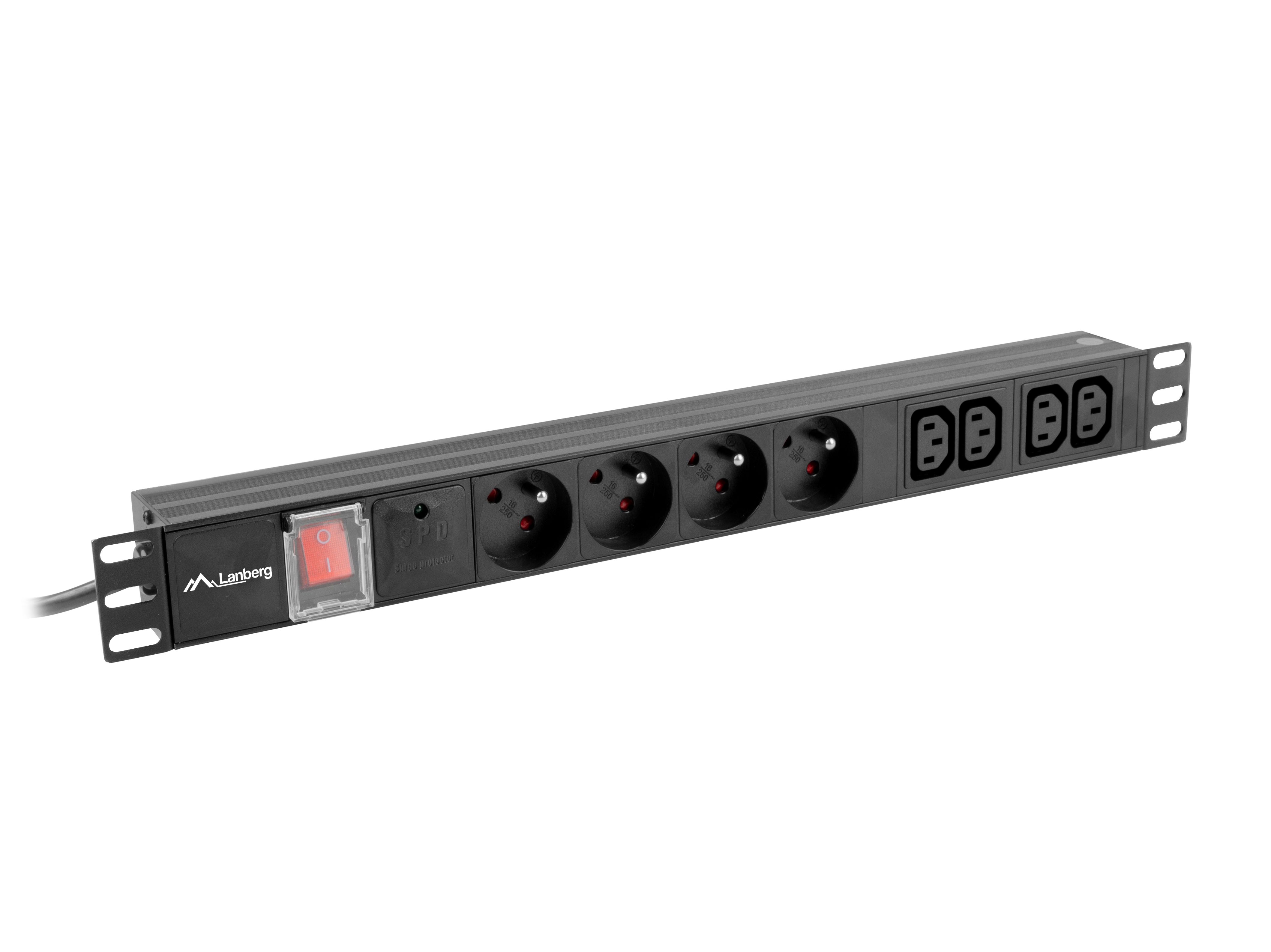 LANBERG PDU-04E04I-0200-BK Lanberg PDU 1U 16A, 8 sockets ( 4xE-4xIEC ), 2m, Black