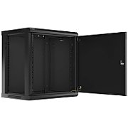 LANBERG Wall mount cabinet 19inch 12U 600x450 steel doors black flat pack