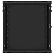 LANBERG Wall mount cabinet 19inch 12U 600x450 steel doors black flat pack