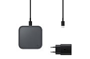Wireless Charger Pad 15W Super Fast Wireless Charge  Travel Adapter 25W Super Fast Charge  USB-C to USB-C Cable  1m - Black