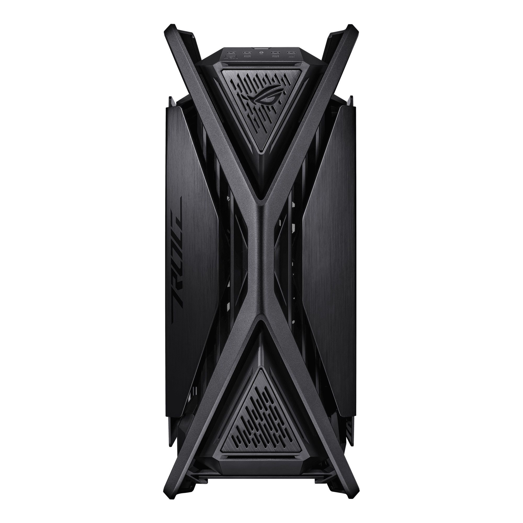 Carcasa ASUS ROG HYPERION GR701 BTF EDITION Full Tower NEGRU, Tempered Glass, Sloturi Expansiune 9+3 verticale, Drive Bays: 2x3.5/2.5  5x2.5 , Ventilatoare Suportate: 7 (spate: 1x120mm sau 1x140mm, fata: 3x120mm sau 3x140mm, sus: 3x120mm sau 3x140mm), Ventilatoare Incluse: 4 (spate: 1x140mm, fata
